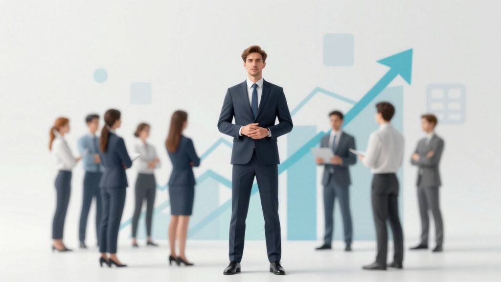 Fractional sales leader guiding a team towards success.