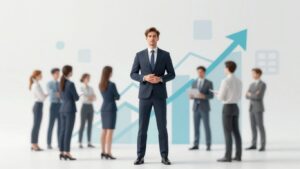Fractional sales leader guiding a team towards success.