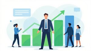 Sales leader guiding a team towards success.